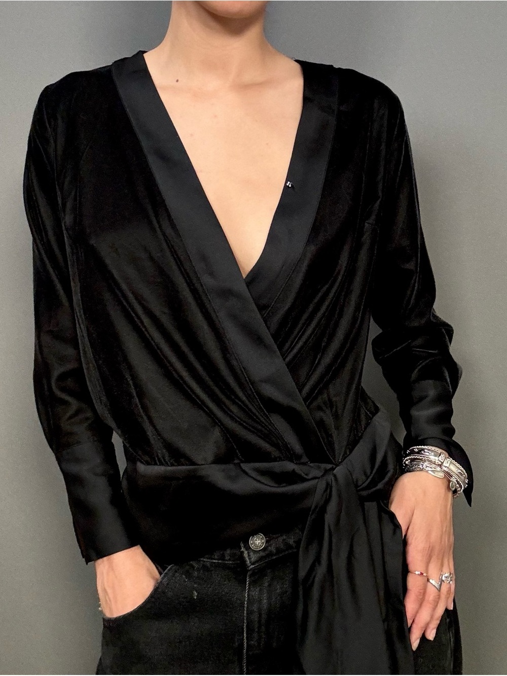 Velvet Wrap Blouse